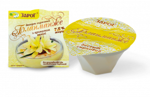 Десерт сирковий "Бланманже" 7,5% жиру з ароматом ванілі 140 г ТМ "ЗароГ"